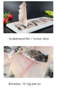 Boneless Snakehead Fish Slice (黑鱼片 / Toman Slice) ready for hot pot, sauerkraut fish, and export