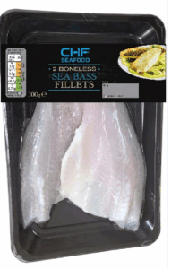 Premium frozen Japanese seabass fillets in vacuum skin packaging by CHF Seafood.