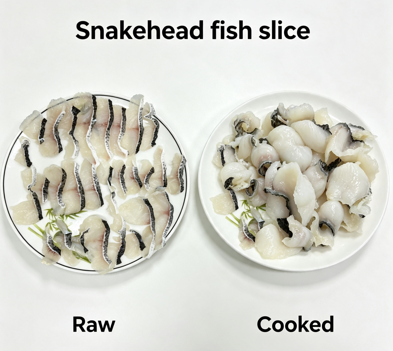 Raw vs Cooked Snakehead Fish Slice (Toman Slice), Frozen Boneless Snakehead Fish Slices for Hot Pot, Soup and Stir Fry